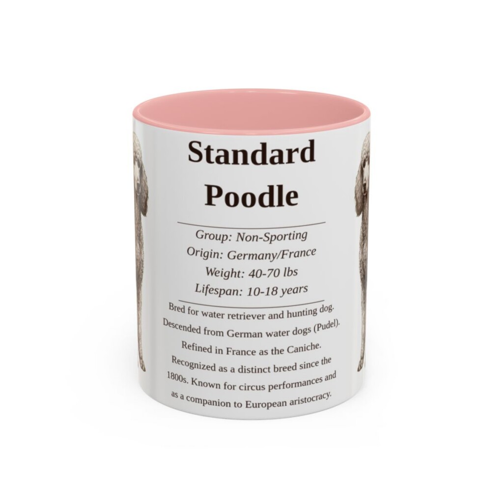 11oz-standard-poodle-mug-writeup-pink 11oz Standard Poodle Mug, Pink, front view