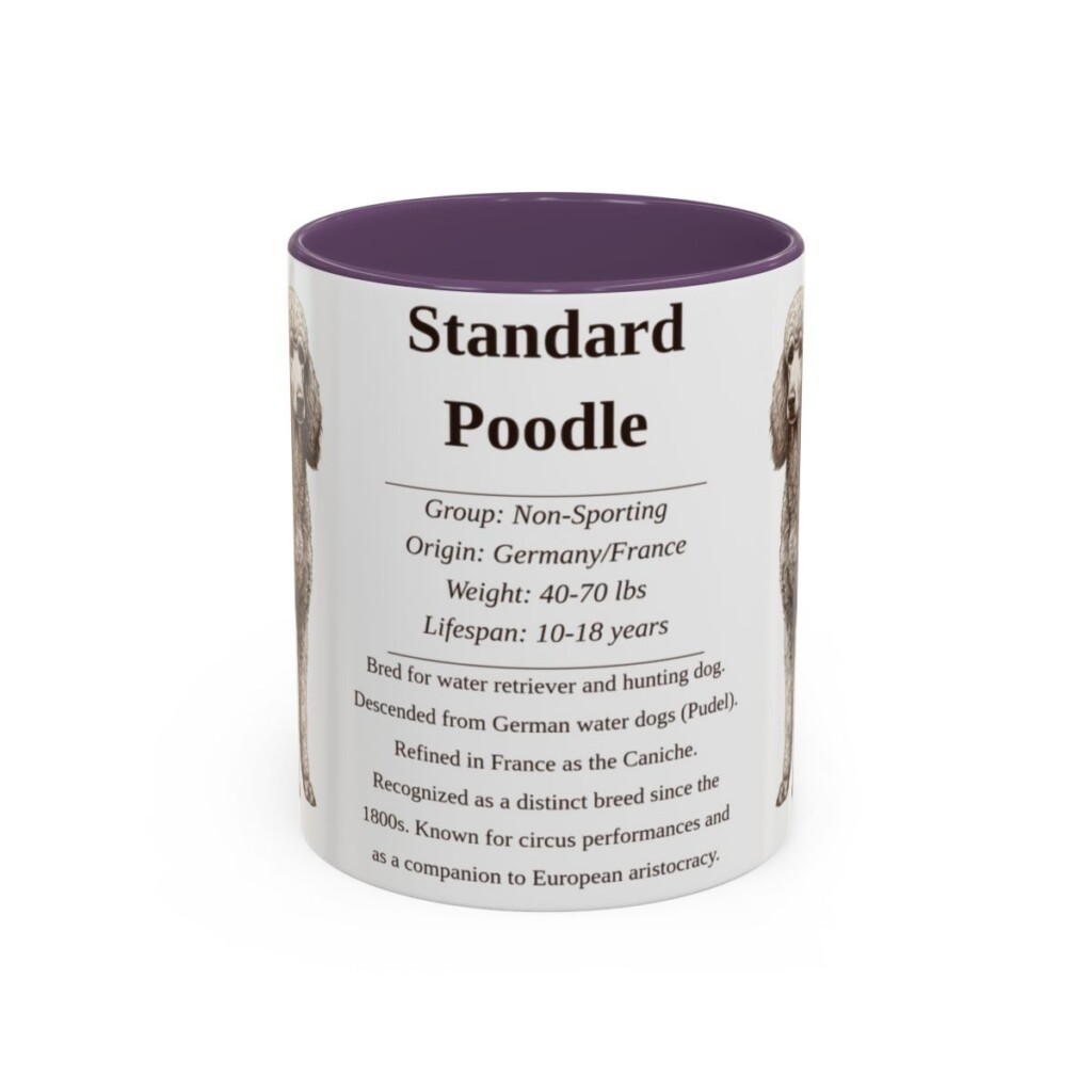 11oz-standard-poodle-mug-writeup-purple 11oz Standard Poodle Mug, Purple, front view