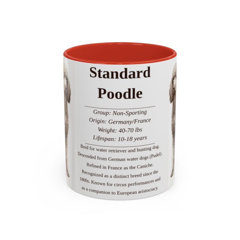 11oz-standard-poodle-mug-writeup-red 11oz Standard Poodle Mug, Red, front view