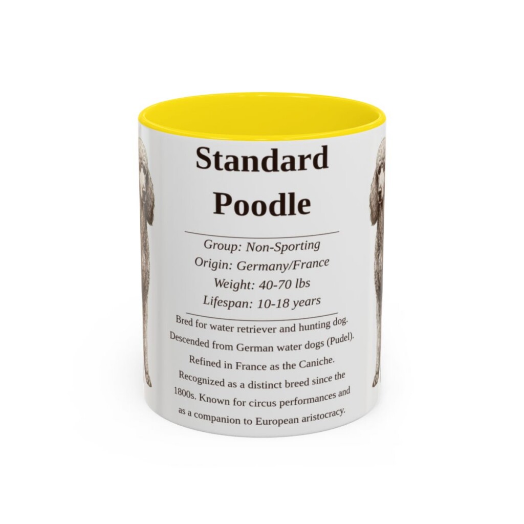 11oz-standard-poodle-mug-writeup-yellow 11oz Standard Poodle Mug, Yellow, front view