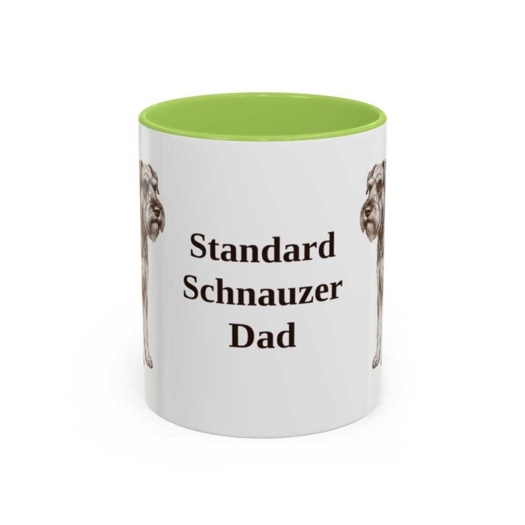 11oz Standard Schnauzer Dog Dad Mug, Light Green, front view