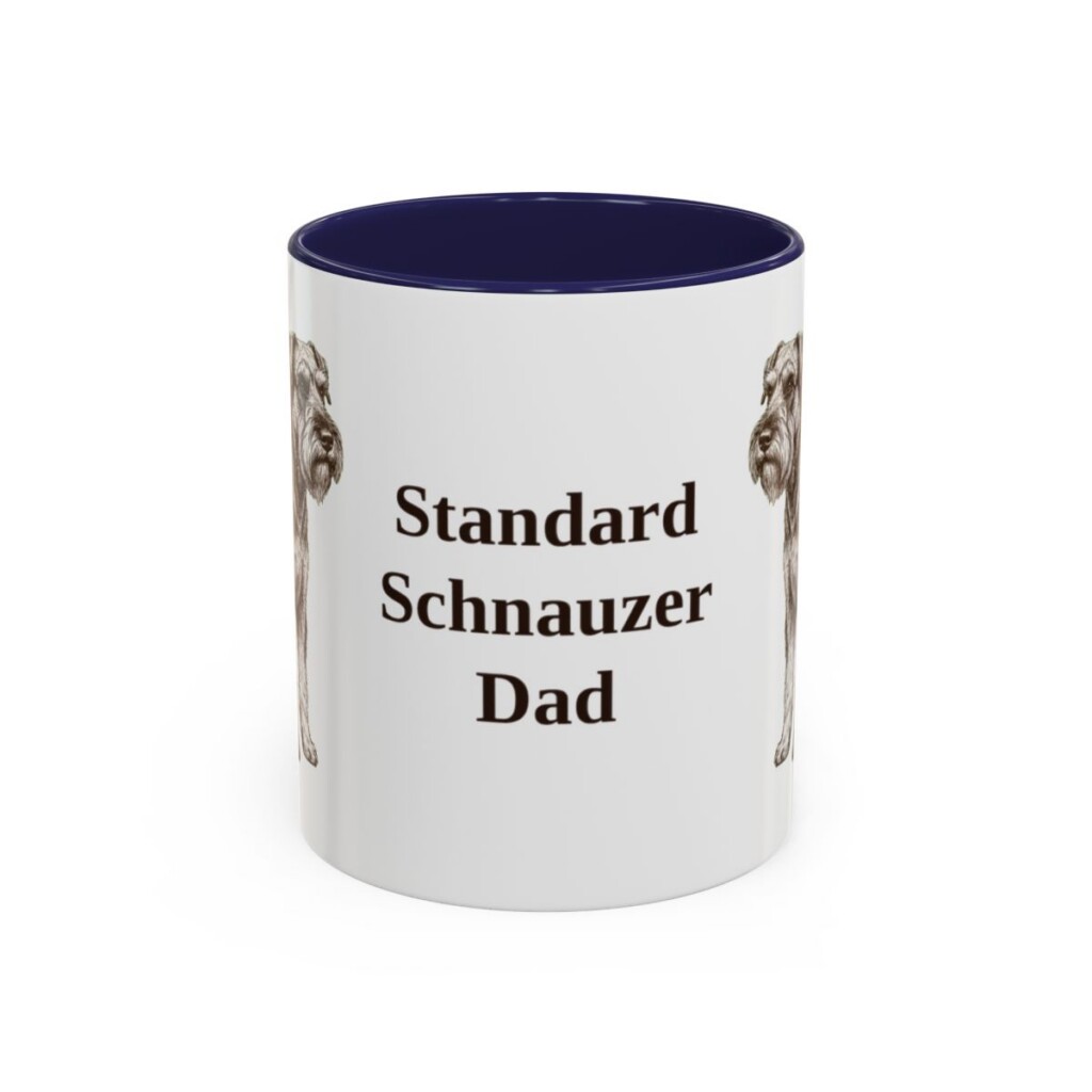 11oz Standard Schnauzer Dog Dad Mug, Navy, front view