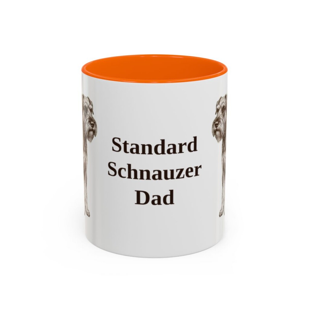 11oz Standard Schnauzer Dog Dad Mug, Orange, front view