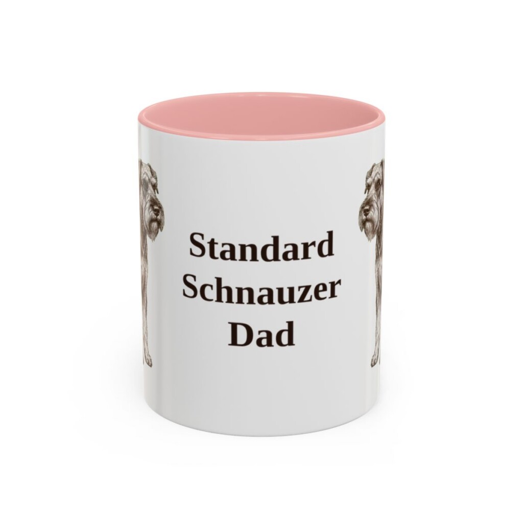 11oz Standard Schnauzer Dog Dad Mug, Pink, front view