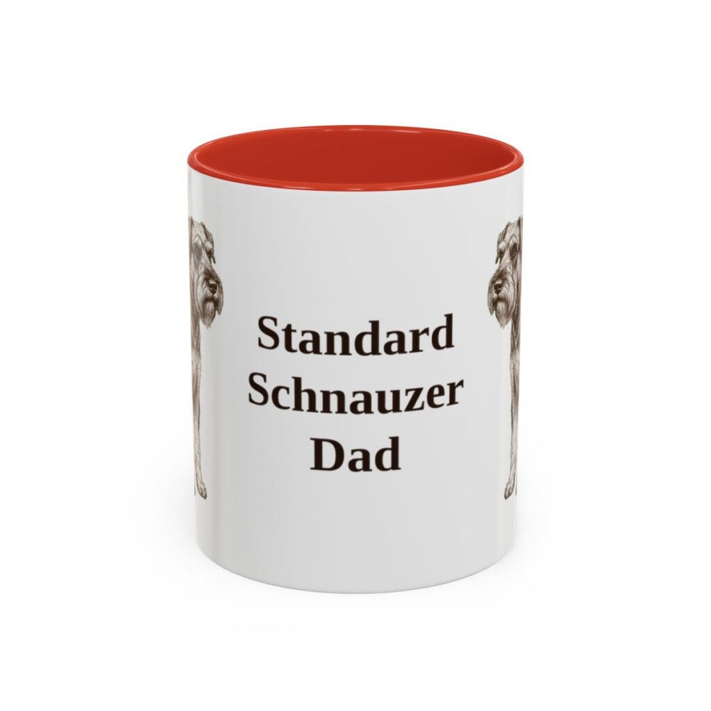 11oz Standard Schnauzer Dog Dad Mug, Red, front view