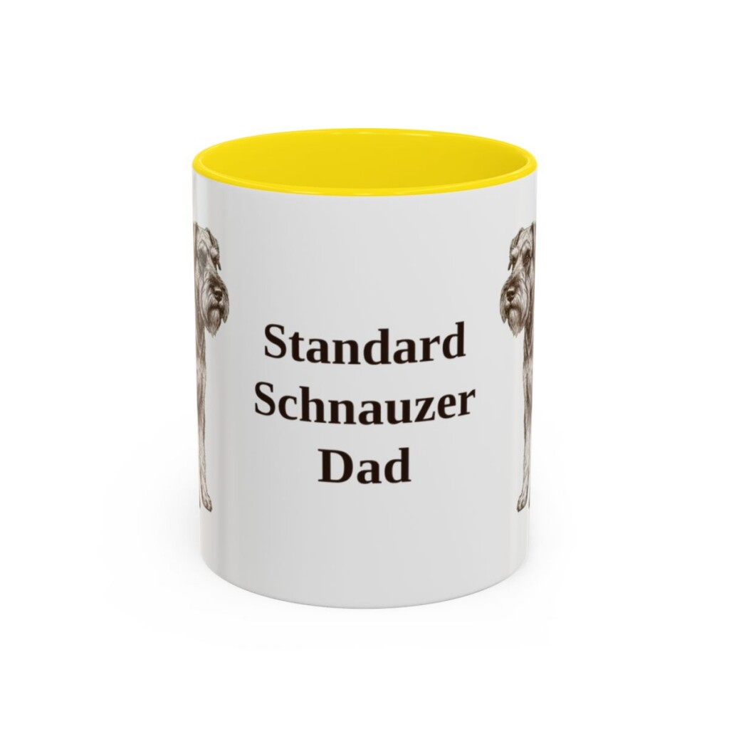 11oz Standard Schnauzer Dog Dad Mug, Yellow, front view