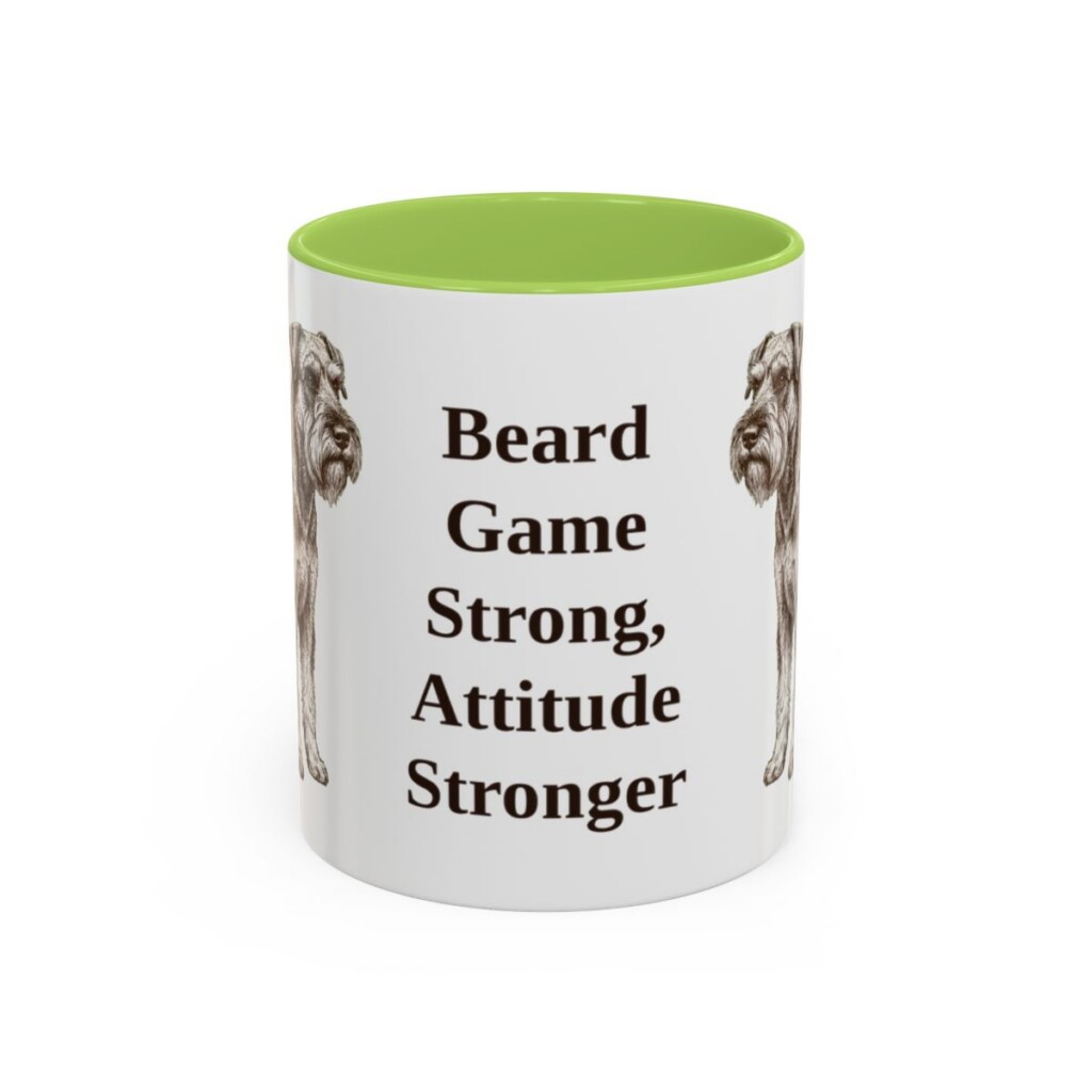 11oz Funny Standard Schnauzer Mug, Light Green, front view