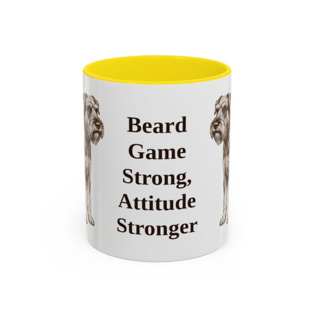 11oz Funny Standard Schnauzer Mug, Yellow, front view