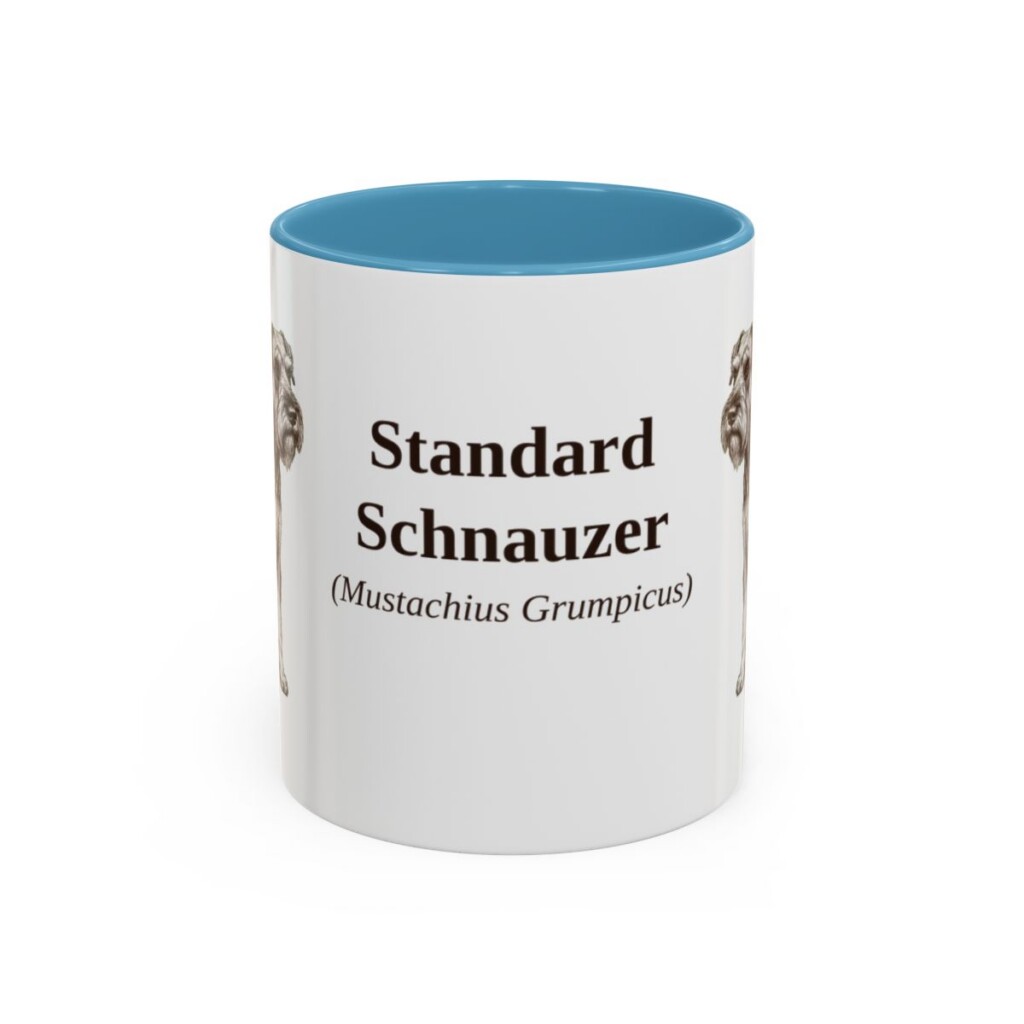 11oz Standard Schnauzer Latin Mug, Light Blue, front view
