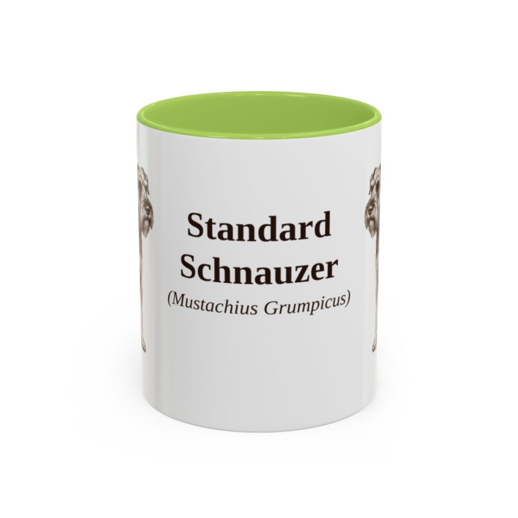 11oz Standard Schnauzer Latin Mug, Light Green, front view