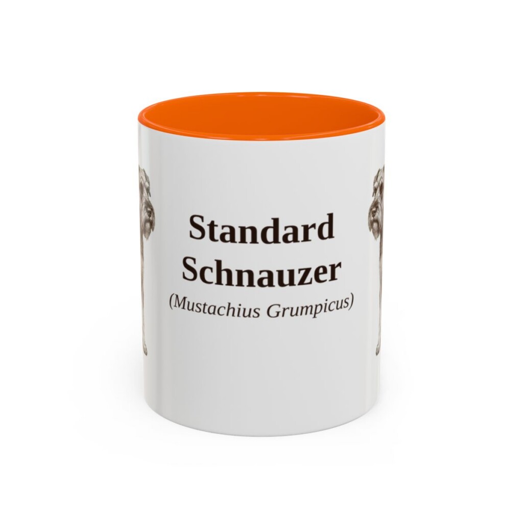 11oz Standard Schnauzer Latin Mug, Orange, front view