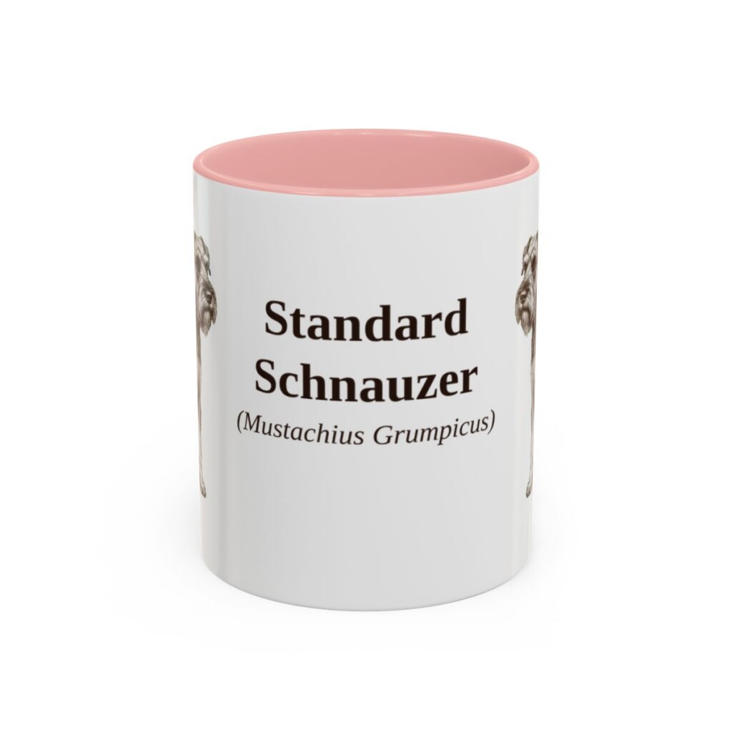 11oz Standard Schnauzer Latin Mug, Pink, front view