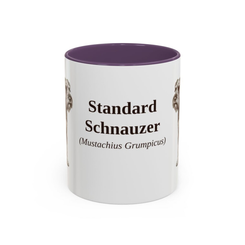 11oz Standard Schnauzer Latin Mug, Purple, front view