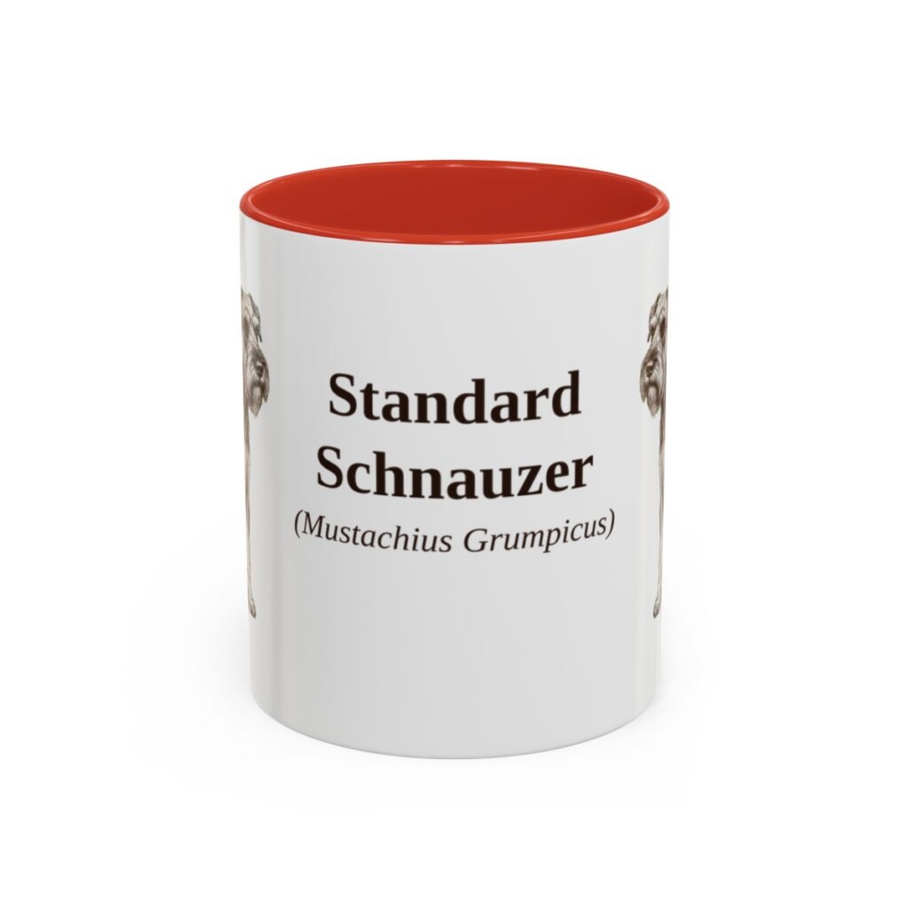11oz Standard Schnauzer Latin Mug, Red, front view