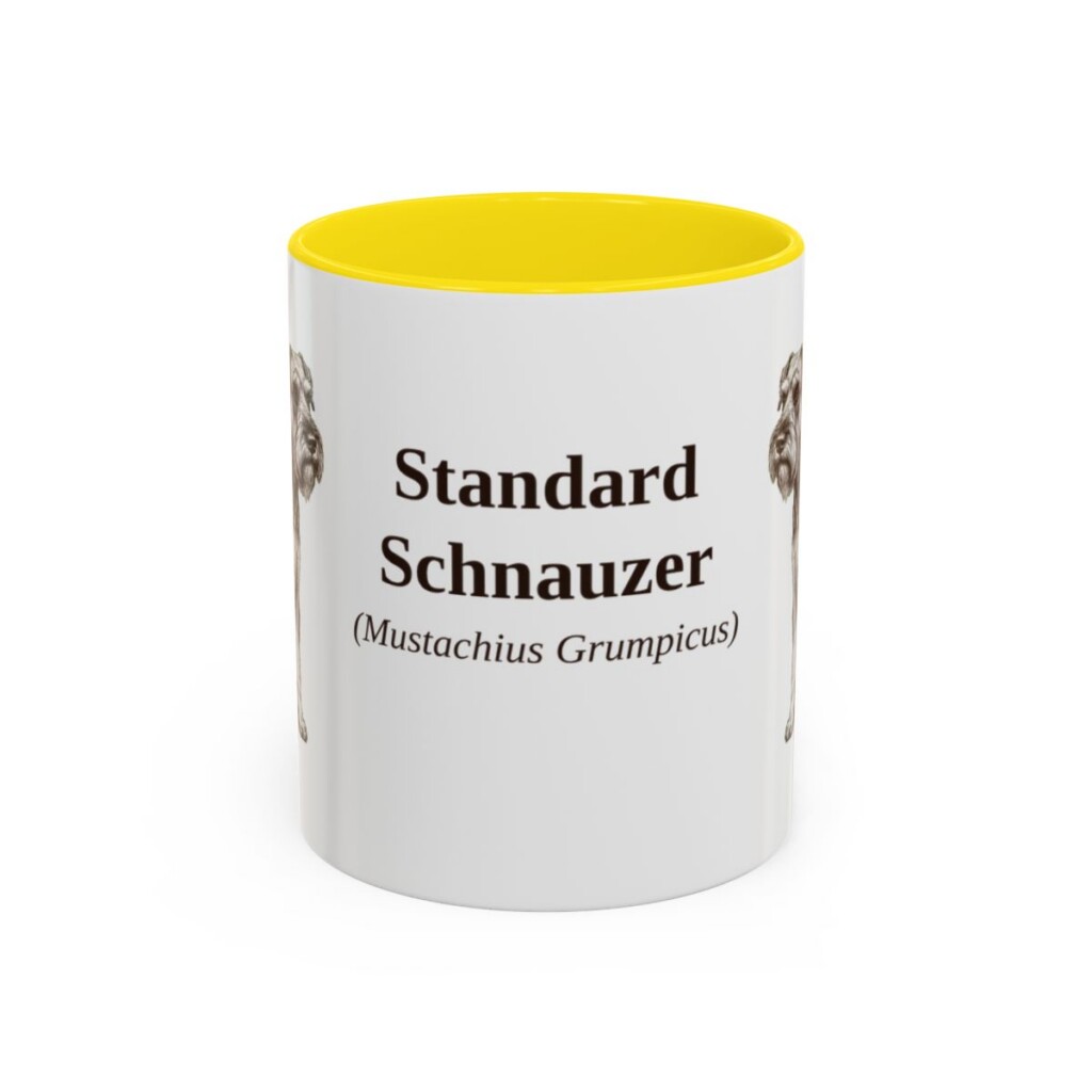 11oz Standard Schnauzer Latin Mug, Yellow, front view