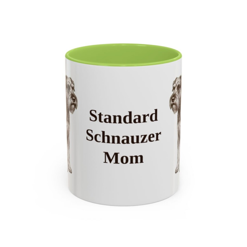 11oz Standard Schnauzer Dog Mom Mug, Light Green, front view