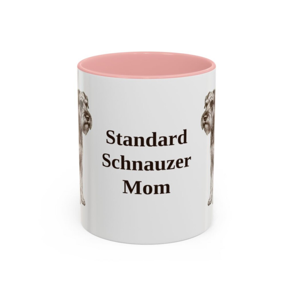 11oz Standard Schnauzer Dog Mom Mug, Pink, front view