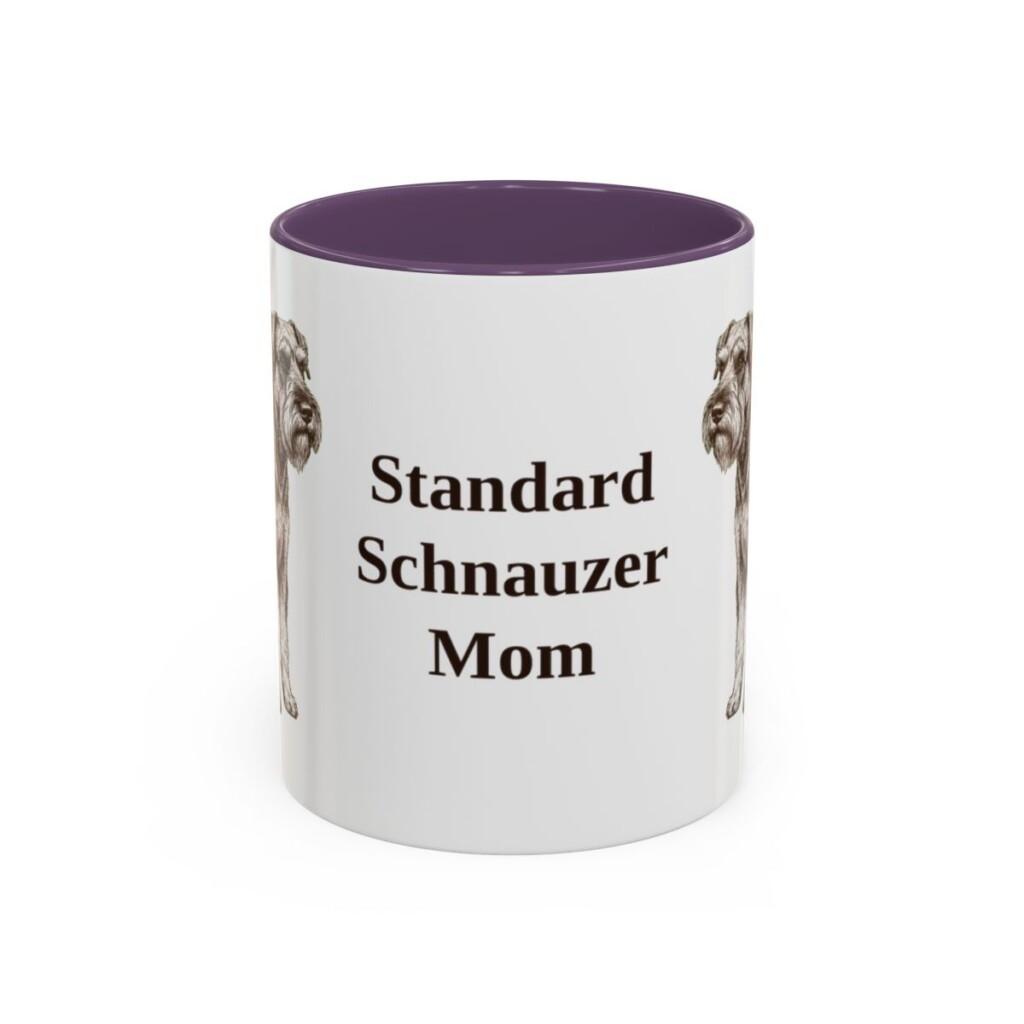 11oz Standard Schnauzer Dog Mom Mug, Purple, front view