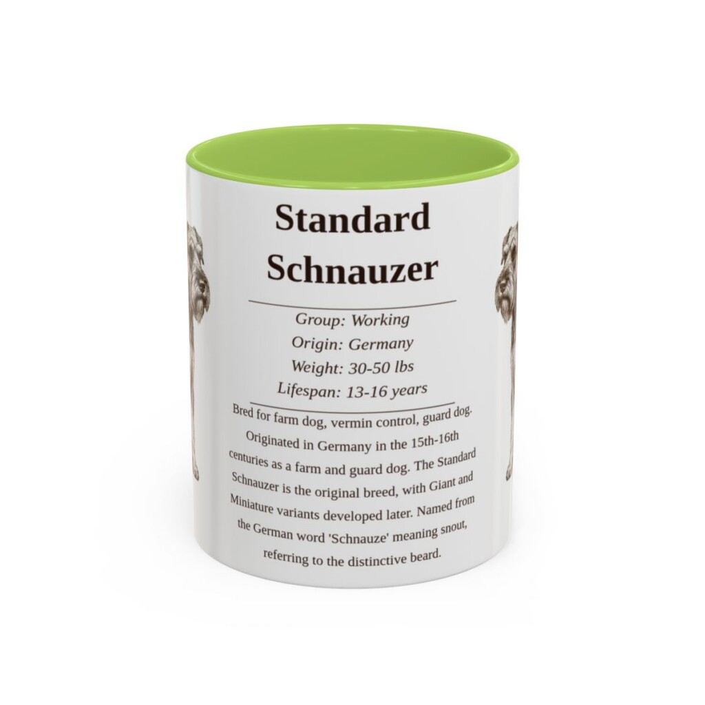 11oz Standard Schnauzer Mug, Light Green, front view