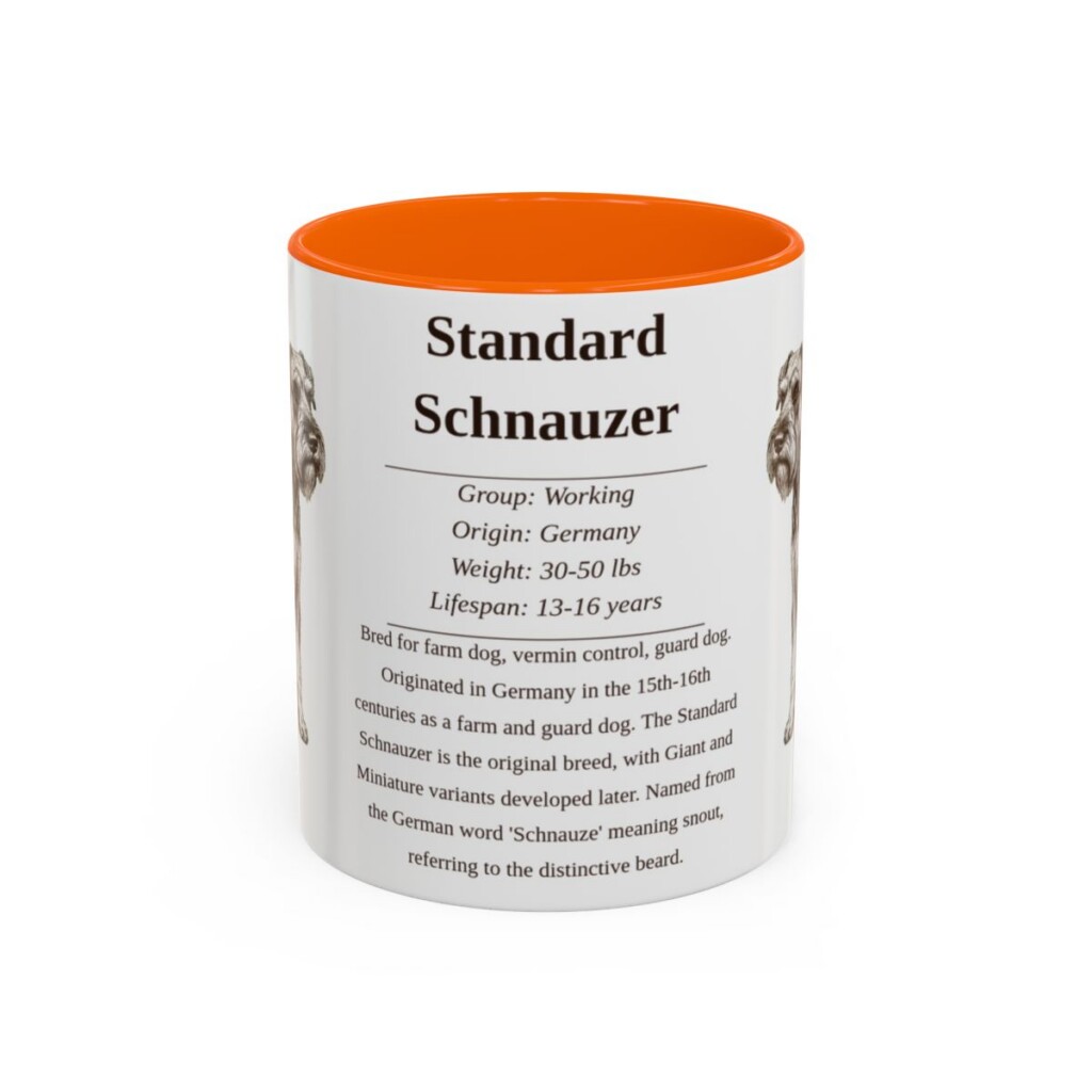 11oz Standard Schnauzer Mug, Orange, front view