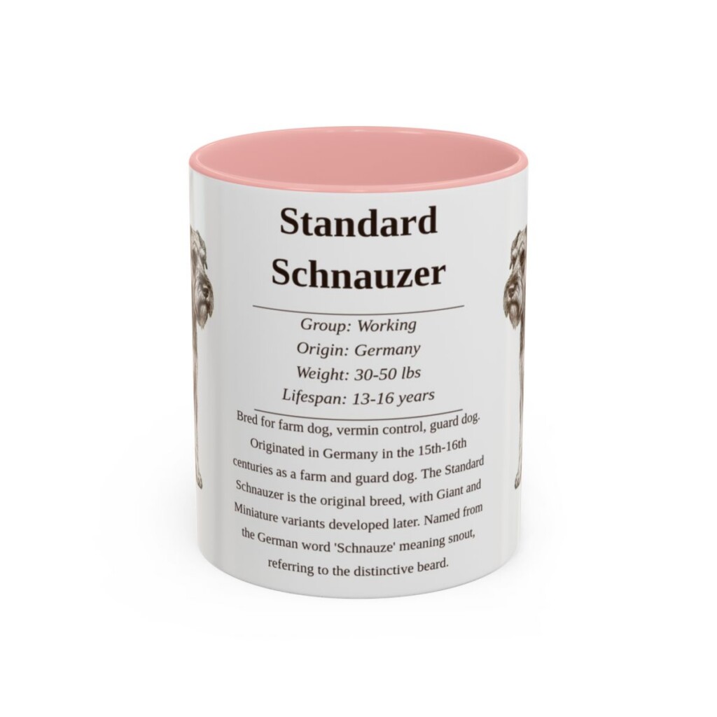 11oz Standard Schnauzer Mug, Pink, front view