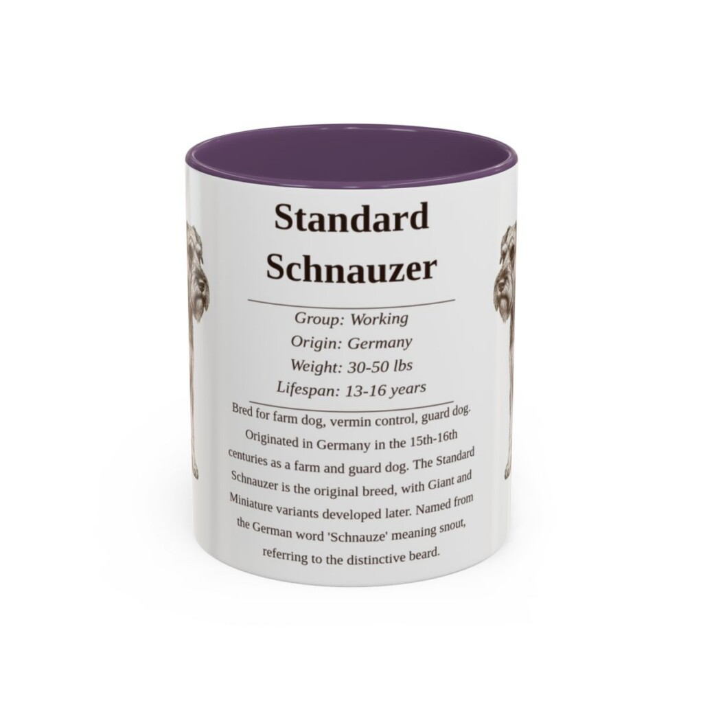 11oz Standard Schnauzer Mug, Purple, front view