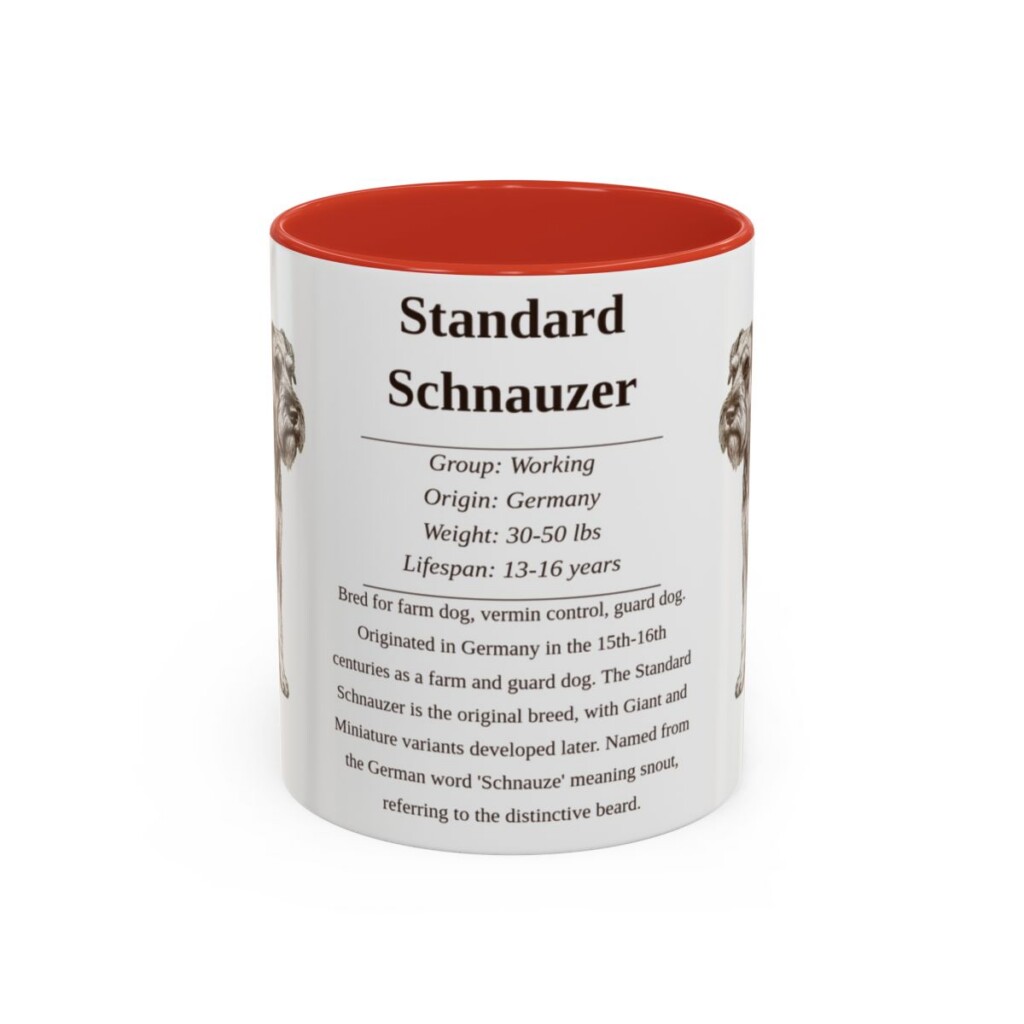 11oz Standard Schnauzer Mug, Red, front view