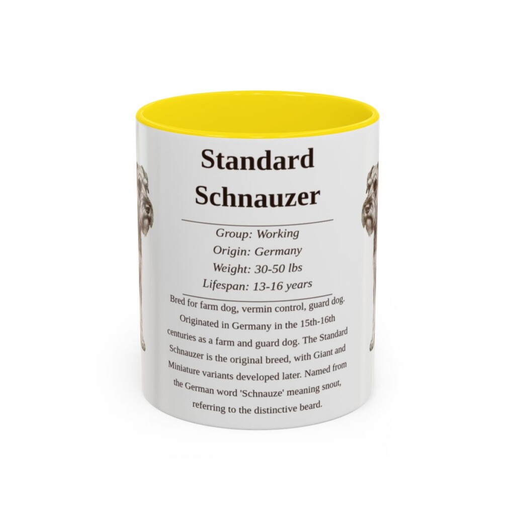11oz Standard Schnauzer Mug, Yellow, front view