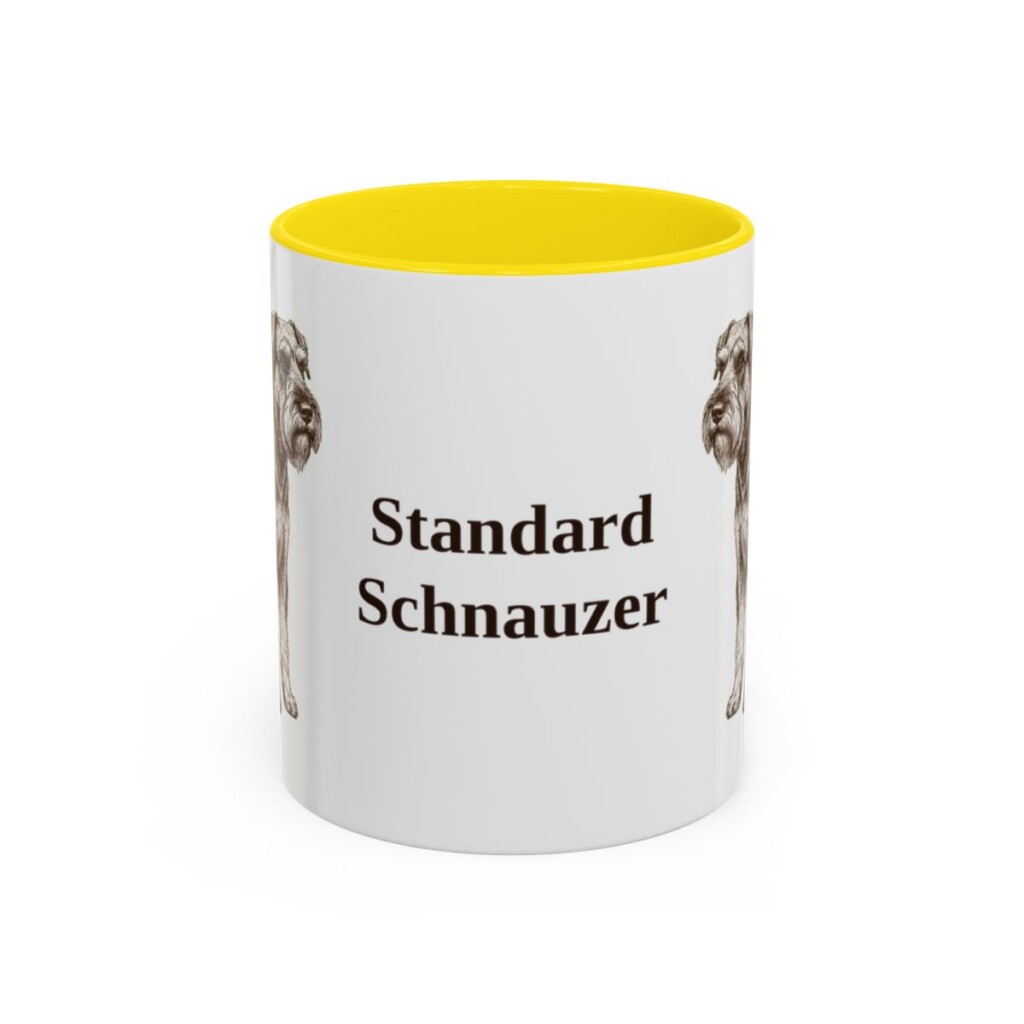 11oz Standard Schnauzer Mug, Yellow, front view