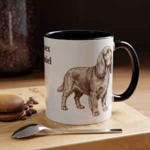 11oz Sussex Spaniel Mug, Black, lifestyle photo