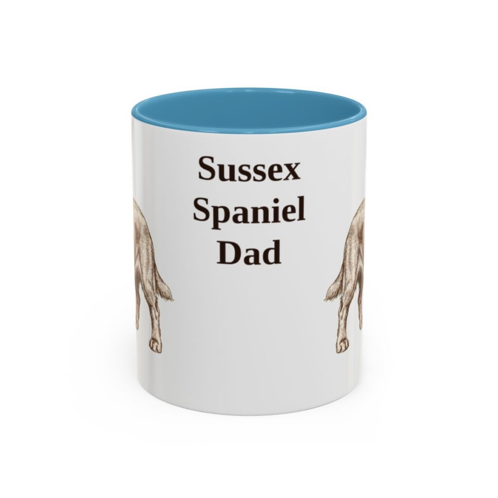11oz Sussex Spaniel Dog Dad Mug, Light Blue, front view