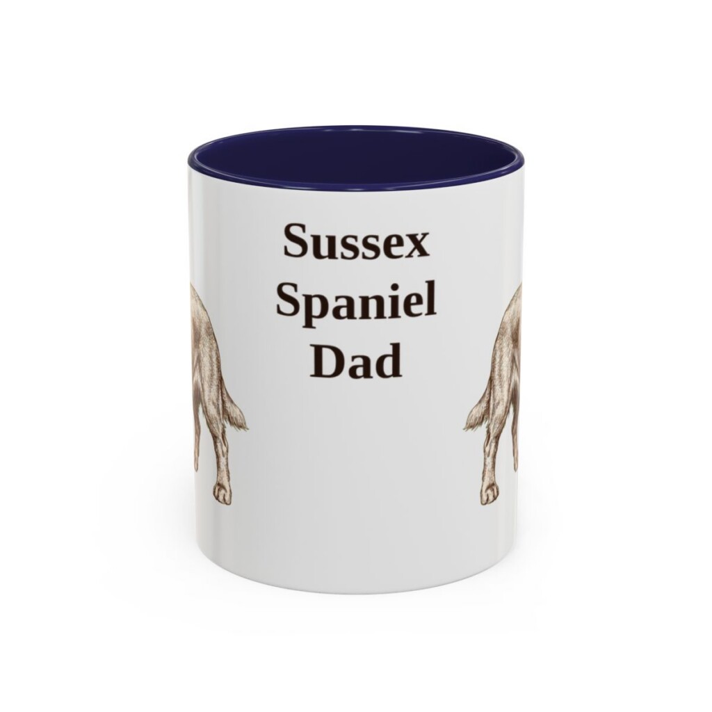 11oz Sussex Spaniel Dog Dad Mug, Navy, front view