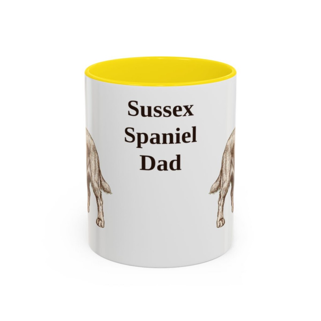 11oz Sussex Spaniel Dog Dad Mug, Yellow, front view