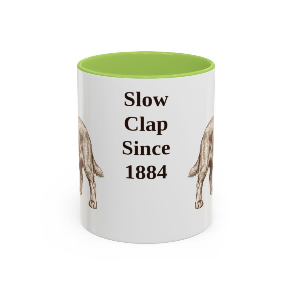 11oz Funny Sussex Spaniel Mug, Light Green, front view