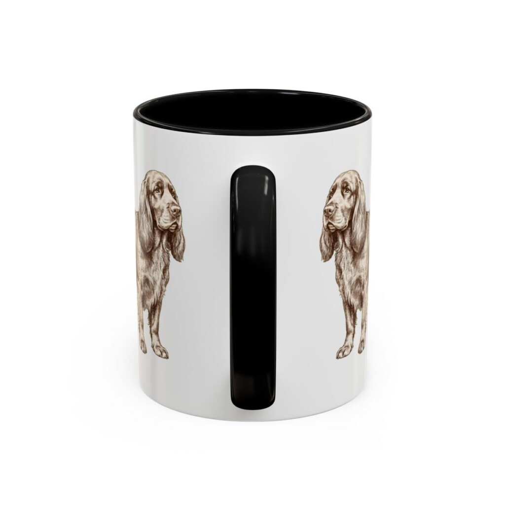11oz Sussex Spaniel Latin Mug, Black, back view