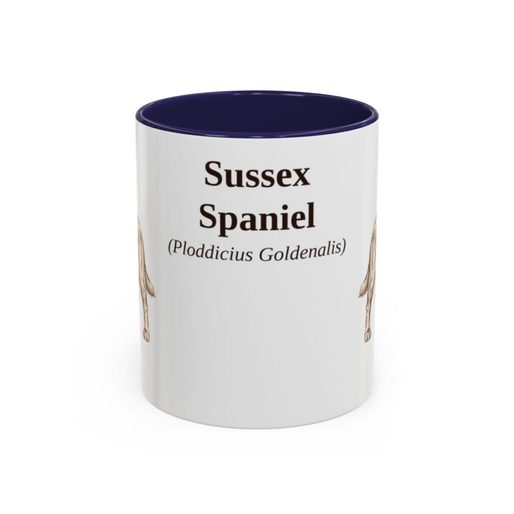 11oz Sussex Spaniel Latin Mug, Navy, front view