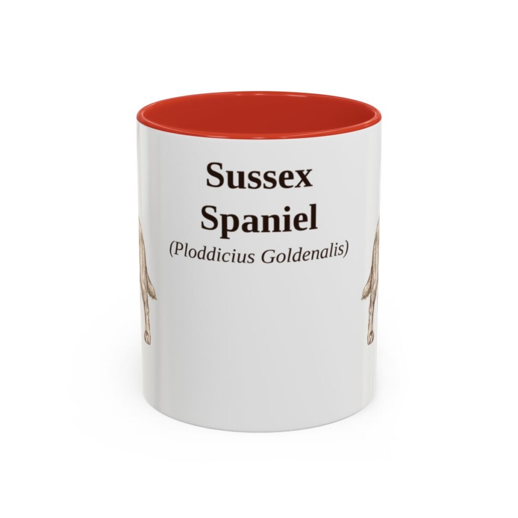 11oz Sussex Spaniel Latin Mug, Red, front view