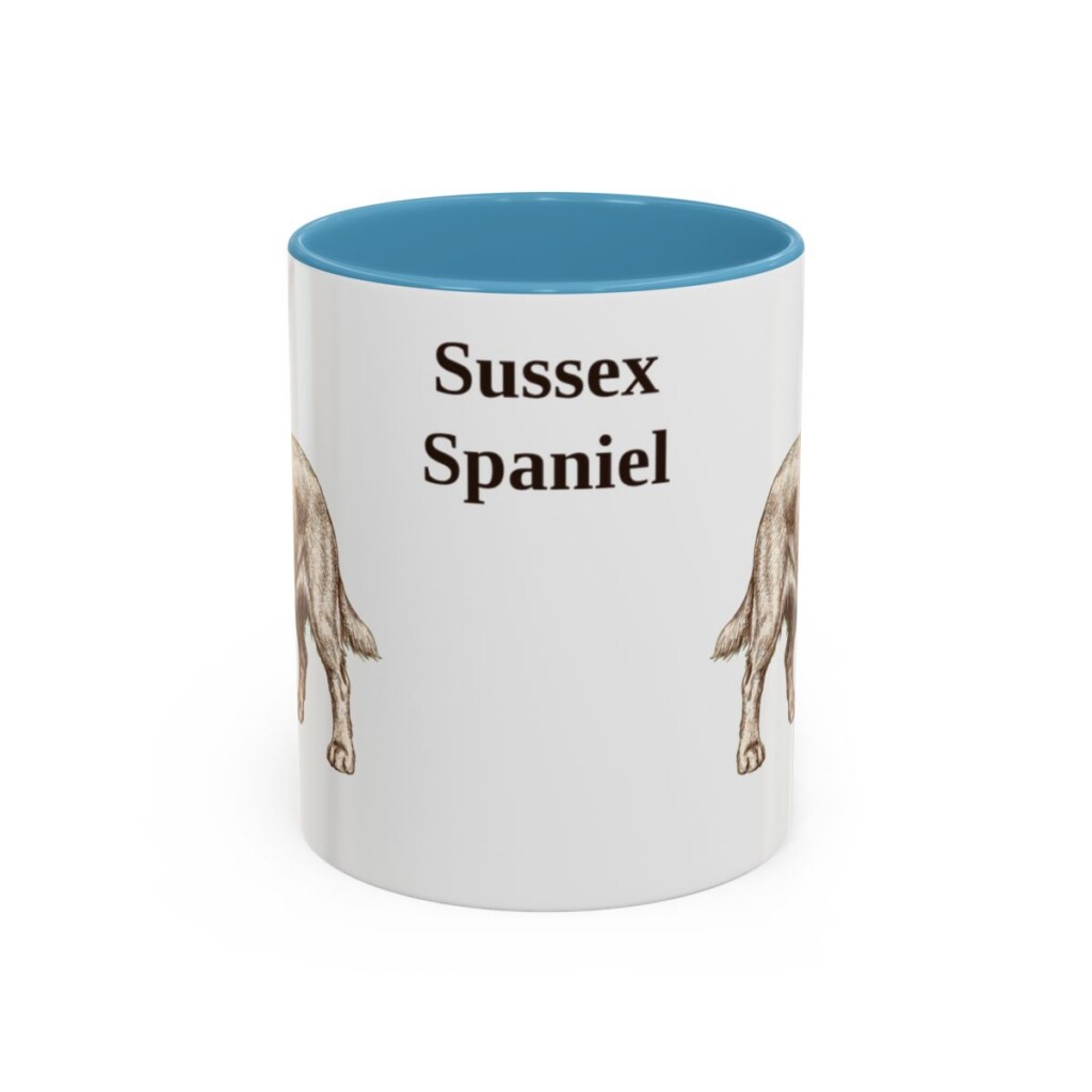 11oz Sussex Spaniel Mug, Light Blue, front view