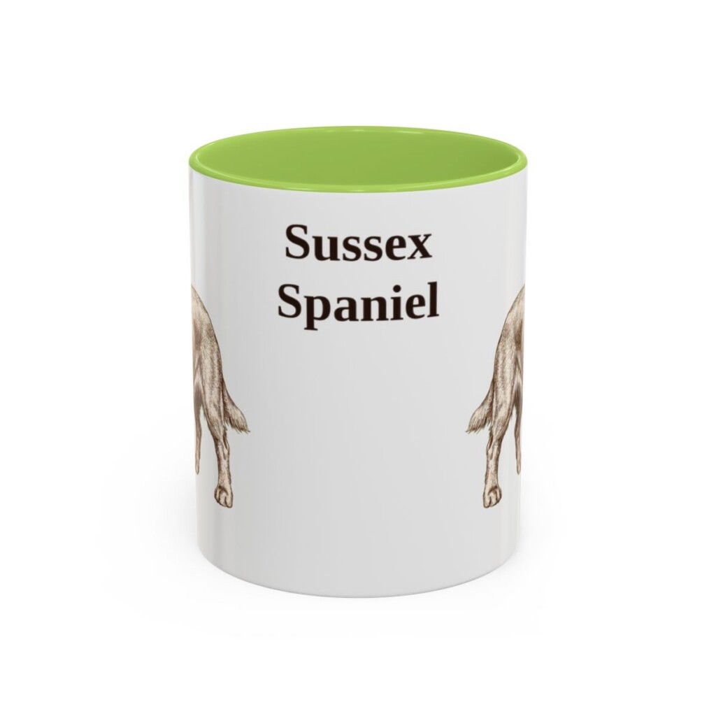 11oz Sussex Spaniel Mug, Light Green, front view