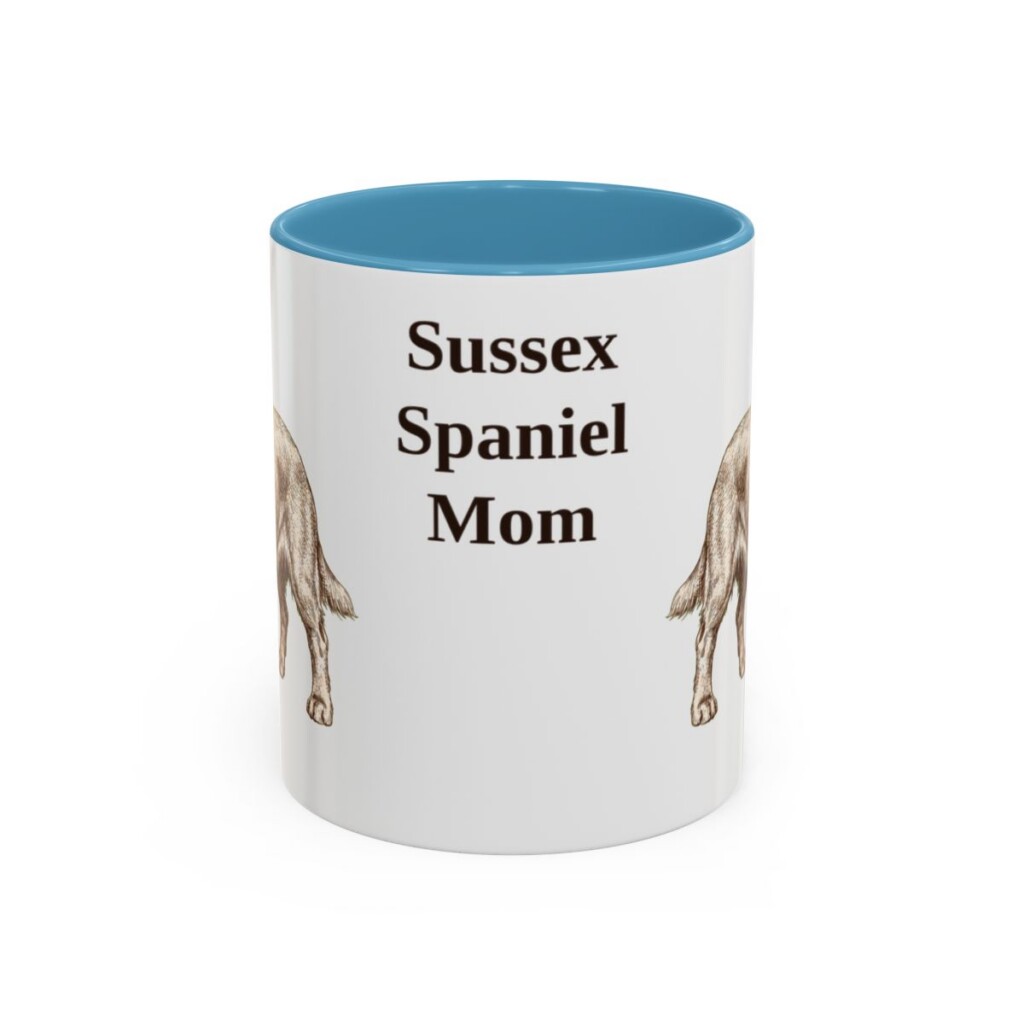 11oz Sussex Spaniel Dog Mom Mug, Light Blue, front view