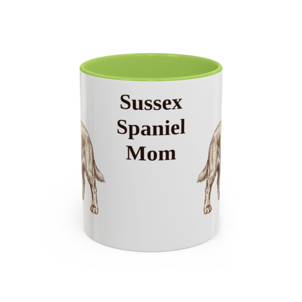 11oz Sussex Spaniel Dog Mom Mug, Light Green, front view