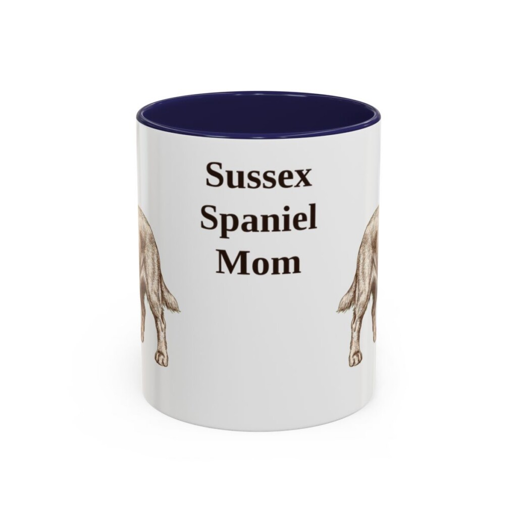 11oz Sussex Spaniel Dog Mom Mug, Navy, front view