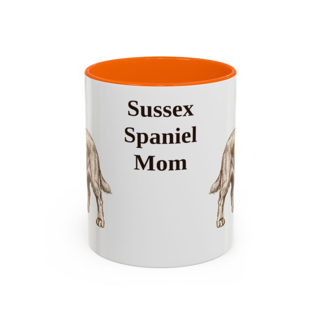 11oz Sussex Spaniel Dog Mom Mug, Orange, front view