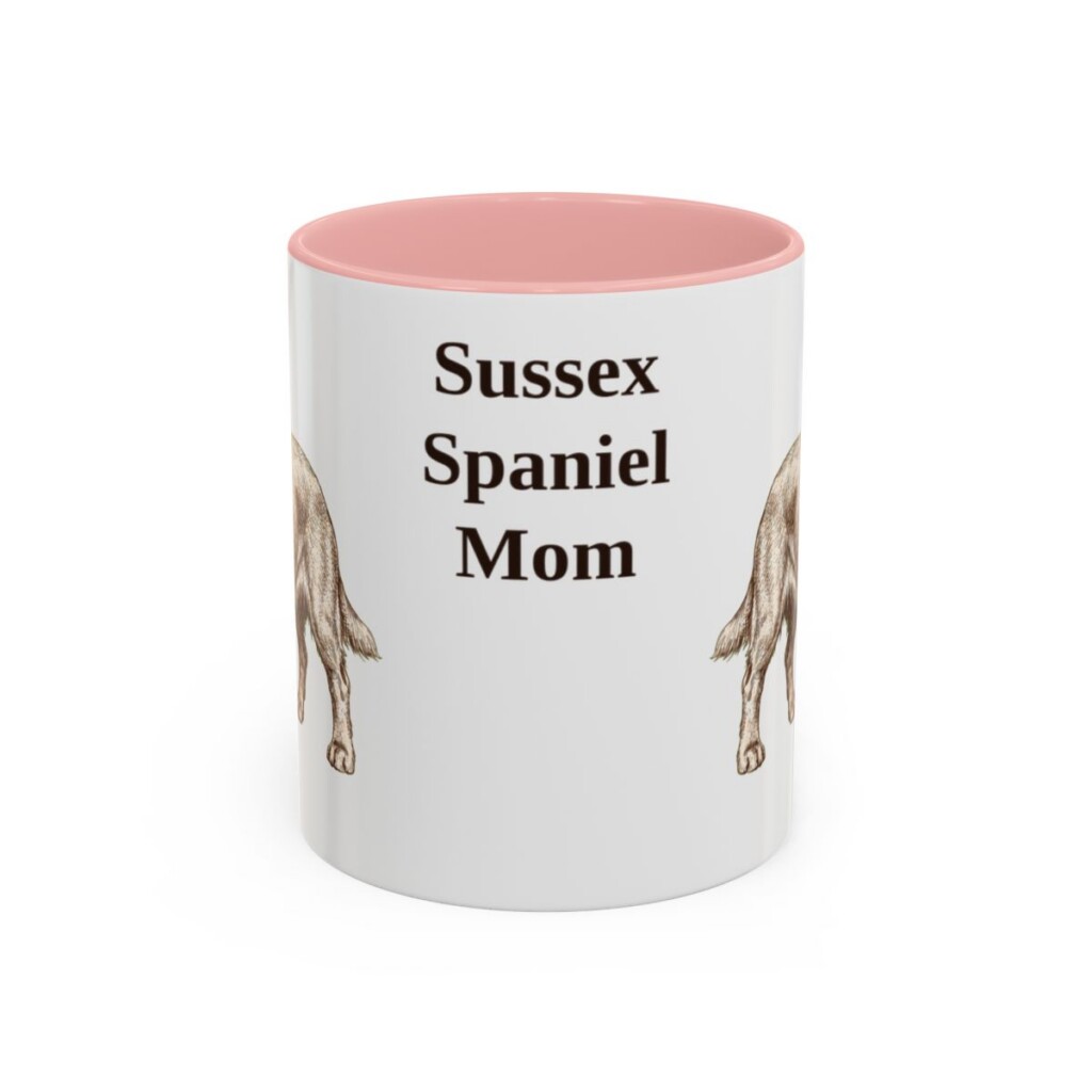 11oz Sussex Spaniel Dog Mom Mug, Pink, front view