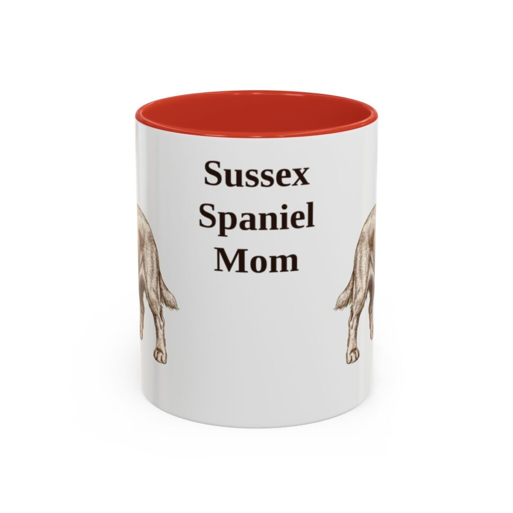 11oz Sussex Spaniel Dog Mom Mug, Red, front view