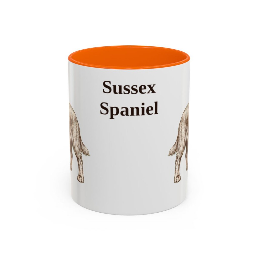 11oz Sussex Spaniel Mug, Orange, front view