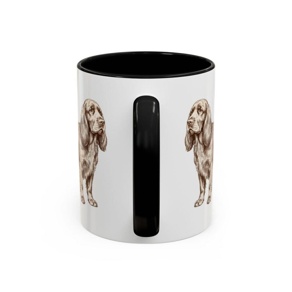 11oz Sussex Spaniel Mug, Black, back view
