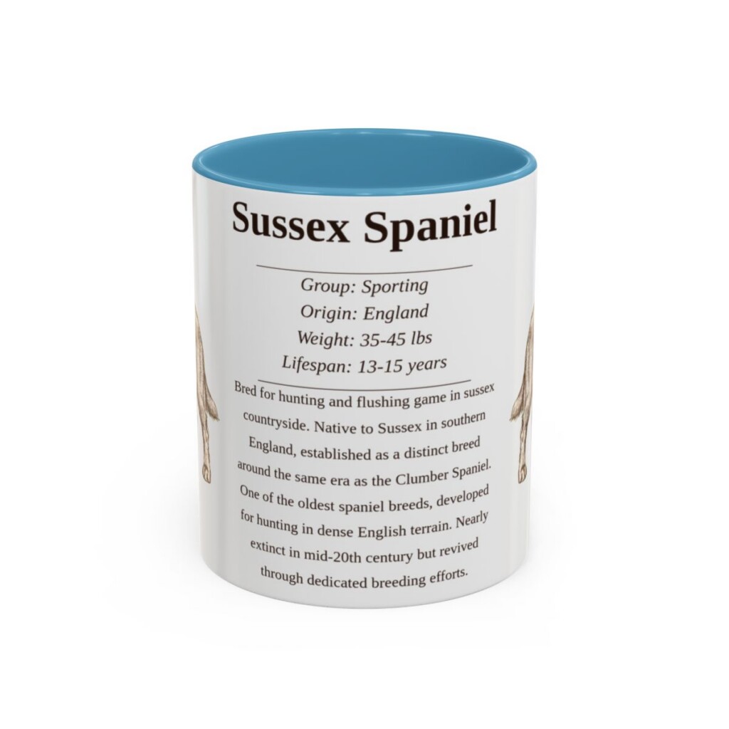 11oz Sussex Spaniel Mug, Light Blue, front view