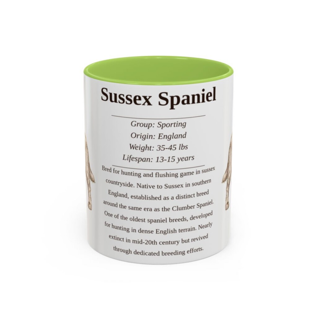 11oz Sussex Spaniel Mug, Light Green, front view