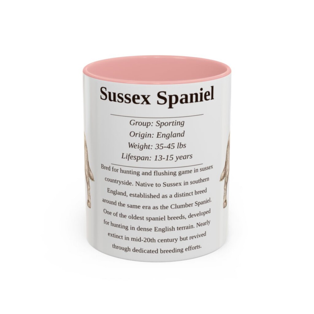 11oz Sussex Spaniel Mug, Pink, front view
